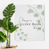 Guest Book Sign with Eucalyptus Leaves ポスター
