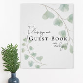 Guest Book Sign with Eucalyptus Leaves ポスター