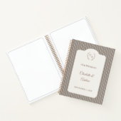 Guest book wedding Ivory taupe pinstriped modern ノートブック (内部)