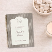 Guest book wedding Ivory taupe pinstriped modern ノートブック