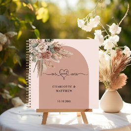 Guest book wedding mr mrs heart pink arch taupe ノートブック