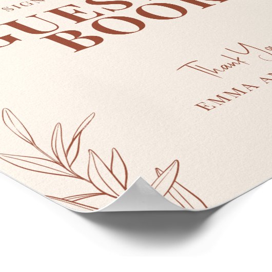 Guest Book Wedding Sign ポスター (角)