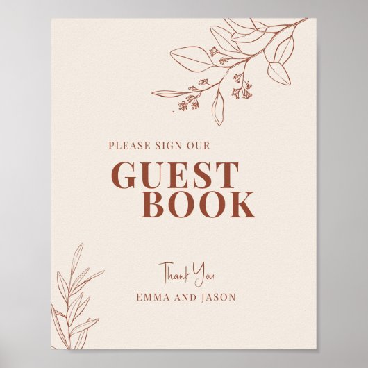 Guest Book Wedding Sign  ポスター (正面)