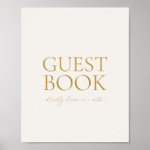 Guest Book Wedding Sign – Elegant Gold Calligraphy ポスター (正面)