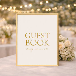 Guest Book Wedding Sign – Elegant Gold Calligraphy ポスター
