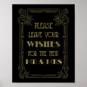 Guest Book Wedding Sign Gold Black 1920s ポスター (正面)