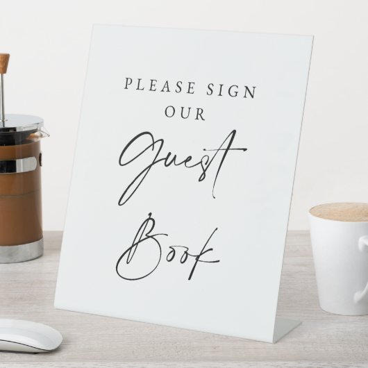Guest Book Wedding Sign Minimalist Elegant Script 台座サイン (インサイチュ)