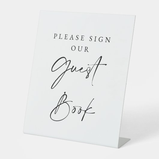 Guest Book Wedding Sign Minimalist Elegant Script 台座サイン (正面)