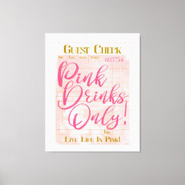 Guest Checkレシートピンクドリンク名門私立校風のフェミニン キャンバスプリント