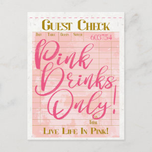 Guest Checkレシートピンクドリンク名門私立校風のフェミニン ポストカード