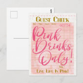 Guest Checkレシートピンクドリンク名門私立校風のフェミニン ポストカード (正面/裏面)
