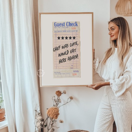 Guest Check Chef Was Cute Personalized  ポスター