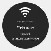 Guest customer wifi network password black ラウンドシール (正面)