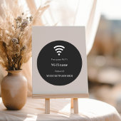 Guest customer wifi network password black ラウンドシール