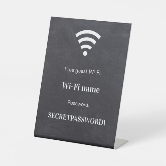 Guest customer wifi network password chalkboard 台座サイン (正面)