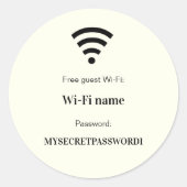 Guest customer wifi network password ivory ラウンドシール (正面)