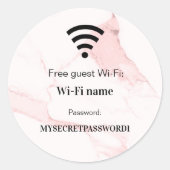 Guest customer wifi network password pin marble ラウンドシール (正面)