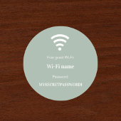 Guest customer wifi network password sage green ラウンドシール