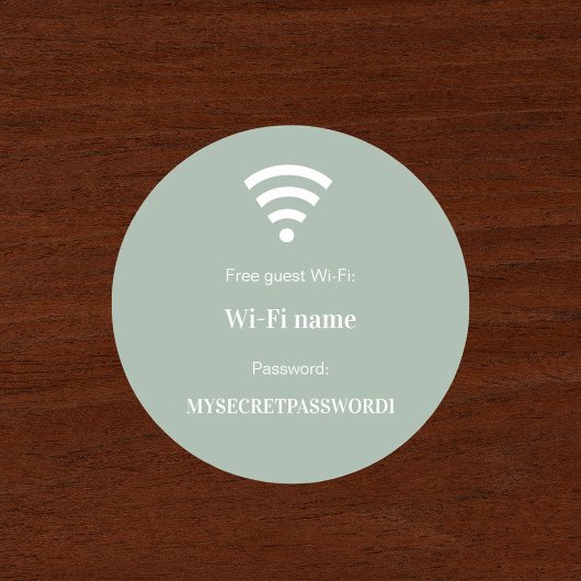 Guest customer wifi network password sage green ラウンドシール