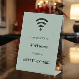Guest customer wifi network password sage green 台座サイン
