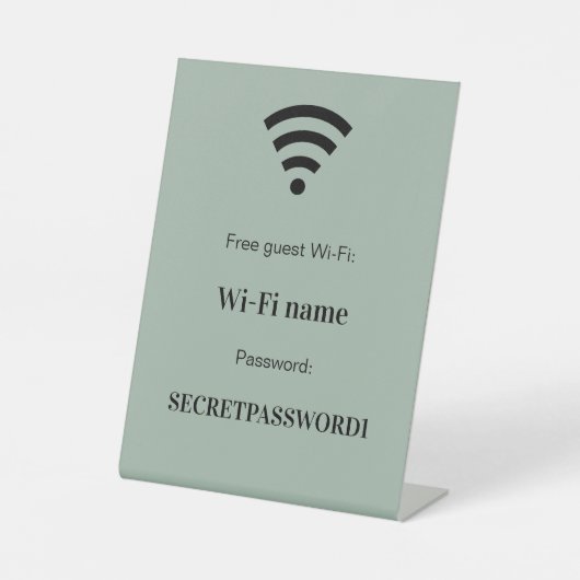 Guest customer wifi network password sage green 台座サイン (正面)