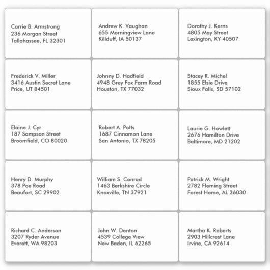 Guest List Name Address Custom シール (正面)