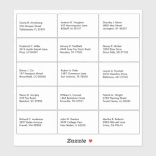 Guest List Name Address Custom シール