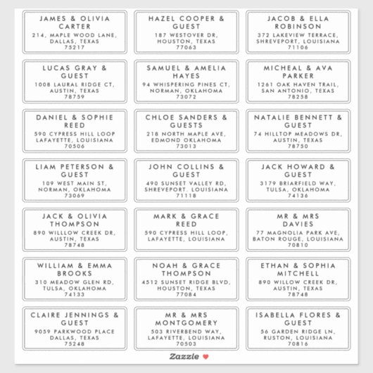 Guest Name Mailing Address Wedding Label Sticker シール (シート)
