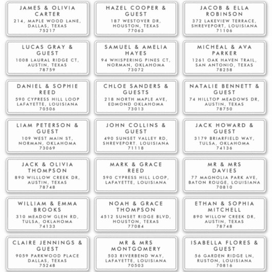 Guest Name Mailing Address Wedding Label Sticker シール (正面)