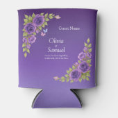 Guest Name Purple Mauve Flowers & White Wedding 缶クーラー (正面)