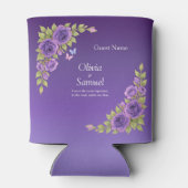 Guest Name Purple Mauve Flowers & White Wedding 缶クーラー (裏面)