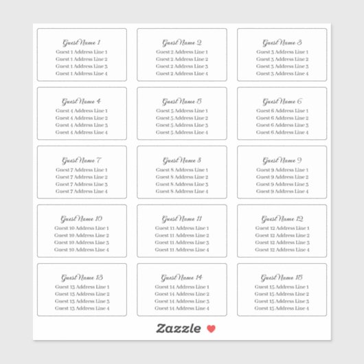 Guest Name Script and Serif Address 15招待状 シール (シート)