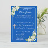 Guest Names, Christian Cobalt Blue & White Roses  招待状 (スタンド正面)