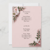 Guest Names, Christian Pink Roses & Doves Wedding 招待状 (裏面)