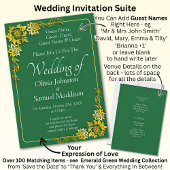 Guest Names, Emerald Green & Gold Wedding  招待状