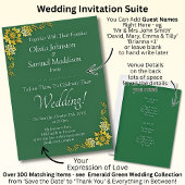 Guest Names, Emerald Green & Gold Wedding  招待状