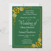 Guest Names, Emerald Green & Gold Wedding  招待状 (正面)