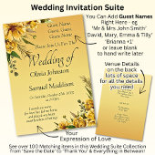Guest Names, Golden Yellow Flowers Wedding Suite 招待状