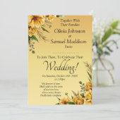 Guest Names, Golden Yellow Flowers Wedding Suite 招待状 (スタンド正面)
