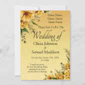 Guest Names, Golden Yellow Flowers Wedding Suite 招待状 (正面)
