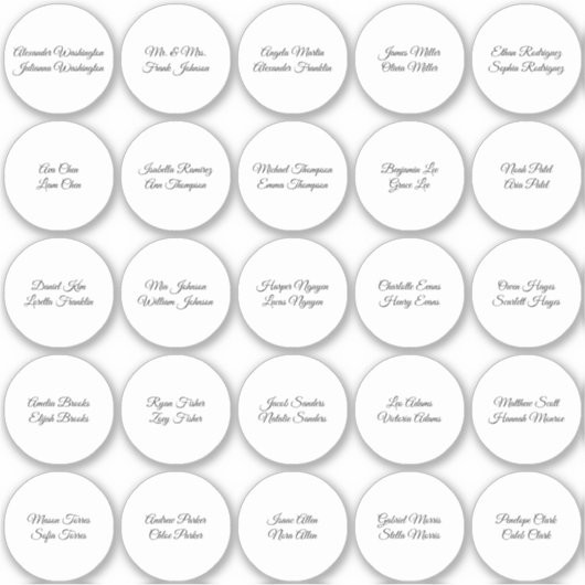 Guest Names on 25 White Circles シール (正面)