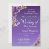Guest Names, Purple Mauve Flowers & White 招待状 (正面)