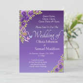 Guest Names, Purple Mauve Flowers & White 招待状 (スタンド正面)