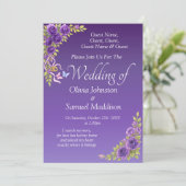 Guest Names, Purple Mauve Flowers & White Wedding  招待状 (スタンド正面)