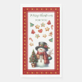 Guest Towel with Snowman & Christmas Cookies Red (正面)