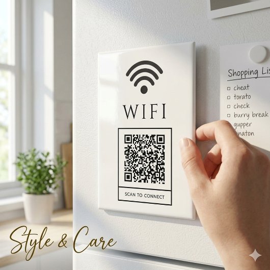 Guest WiFi Magnet Sign Scan QR for Fast Access マグネット