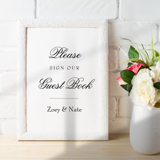 Guestbookエレガントの看板に署名する ポスター