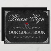 GuestBookハロウィンスケルトンのサインを下さい 招待状 (正面/裏面)