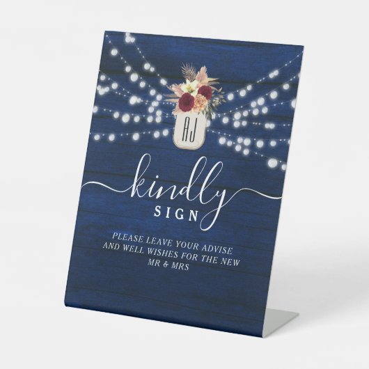 Guestbook素朴 Kind Sign with Lights 台座サイン (正面)