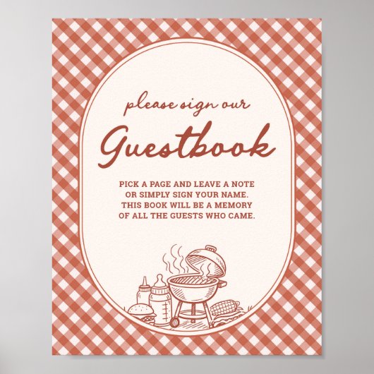 Guestbook  Baby Q BBQ Couples Baby Shower ポスター (正面)